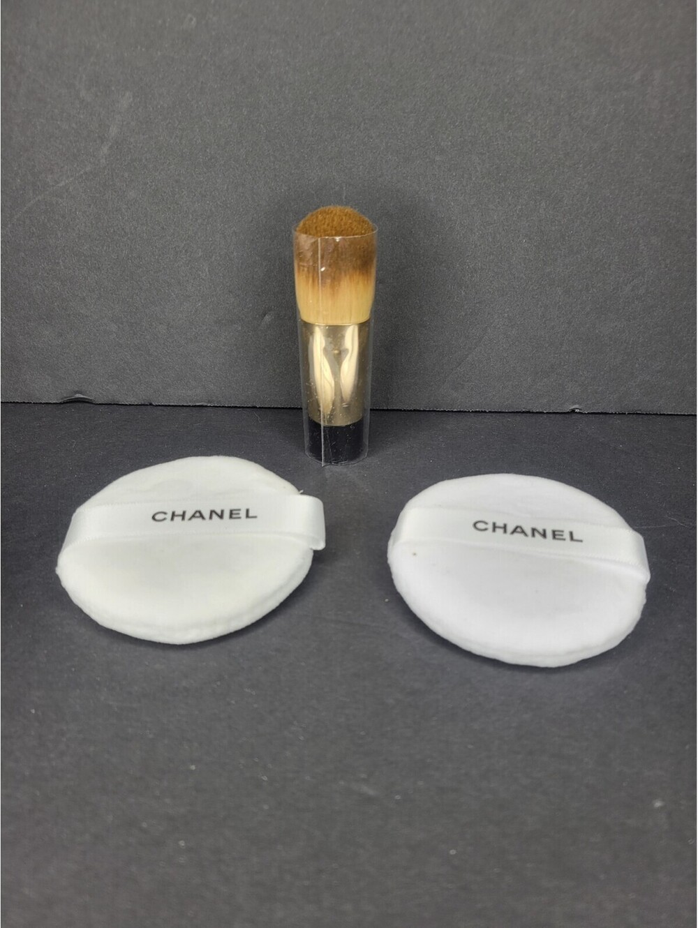 Travel Sublimage Kabuki Foundation Brush + (2x) Chanel Powder Puff Makeup Sponge